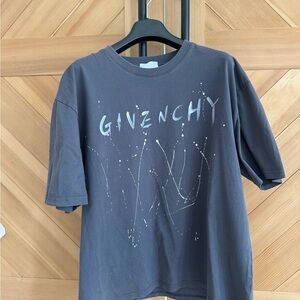 Givenchy Black Tee with White Paint-Drip Logo